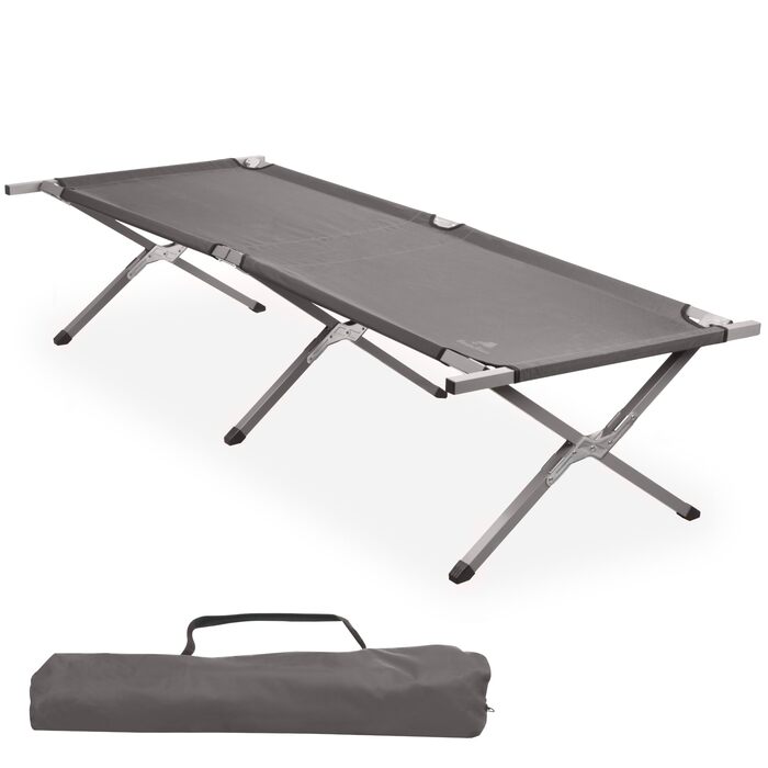 Ліжко похідне CampFeuer Feldbett (до 180 кг) 190x74.5x45.5 см сіре - для кемпінгу, риболовлі, пляжу