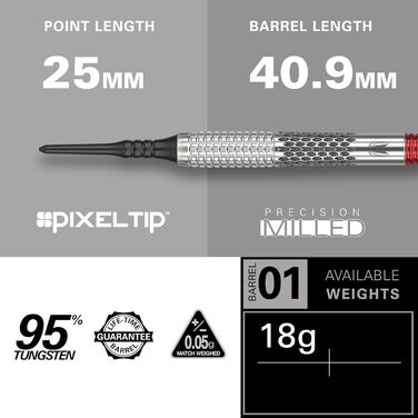 Дартс Target Stephen Bunting G5 18г, 95% вольфрам, електронний професійний набір з Pixel-наконечниками, софт-тіп