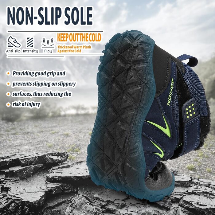 Дитячі зимові черевики Littleplum для хлопчиків, зимові шкарпетки-черевики, теплі, з підкладкою, для снігу, трекінгові (39 EU, B, темно-синій)