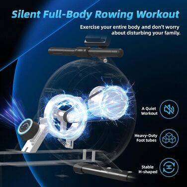 Гребний тренажер Dskeuzeew для дому, складний, 16 рівнів опору, магнітний, до 160 кг, Slide-Rails