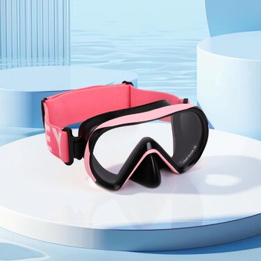 Дитячі маски для снорклінгу Kinder з трубкою, 180° панорама, HD, проти запотівання, для дітей 4-16 років (Рожева)