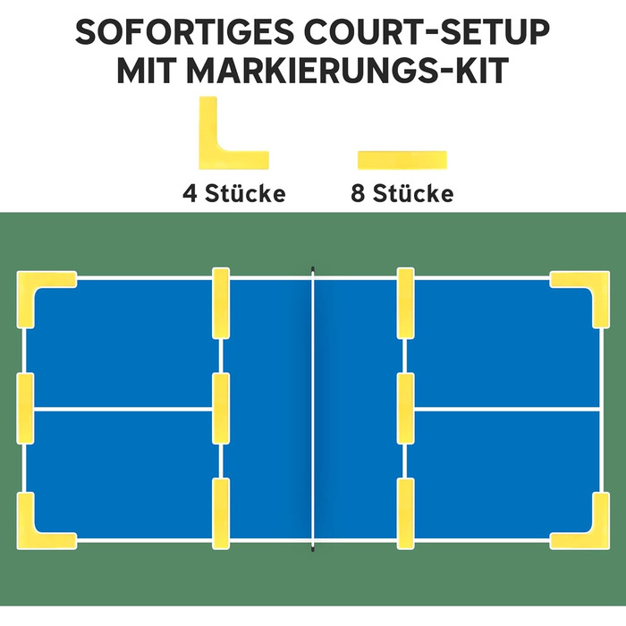 Набір для піклболу SPORTNOW: портативне поле з сіткою, збирач м'ячів, 4 м'ячі, маркер для поля та сумка для перенесення. Підходить для вулиці.