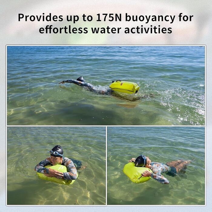 Надувна плавуча шина Naturehike 18L з двома повітряними камерами, водонепроникний мішок, пляжна сумка з регульованим поясом для плавання, жовта