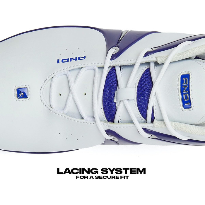 AND1 Rise чоловічі баскетбольні кросівки: для гри в залі, на вулиці та на майданчику. Розміри 40-50. Білий, темно-синій.