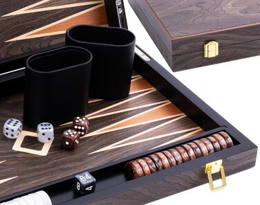 Набір для гри в шашки Engelhart Luxus 250547 з горіховим шпону, лакований (15 дюймів, ебенволовий коричневий)