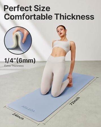Килимок для йоги з TPE, нековзний, 60 x 60 см (24 x 0.24 дюйма), для пілатесу, фітнесу, з сумкою та ремінком. Зелений (Блакитний)