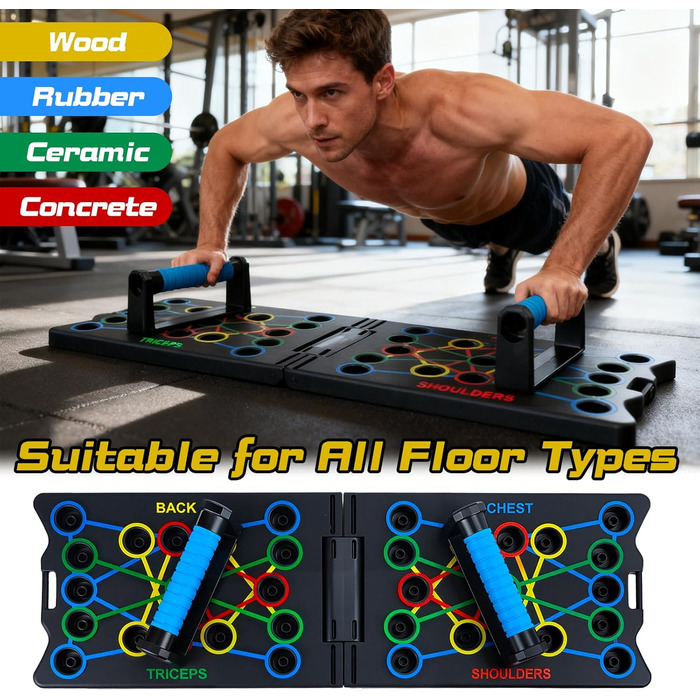 Дошка для віджимань 24-в-1, багатофункціональний тренажер, тренажер для грудей, складаний портативний, для дому, обладнання для домашнього спортзалу, аксесуари для силових тренувань та домашніх тренувань