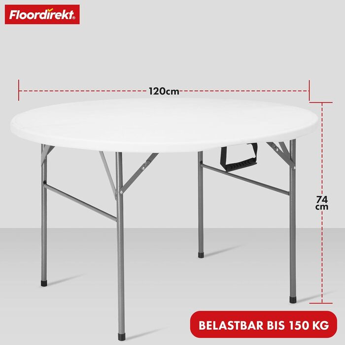 Зручний розкладний садовий стіл Floordirekt Shiga 120x60 см - пластиковий буфетний/кампінговий стіл для тераси, балкону та саду