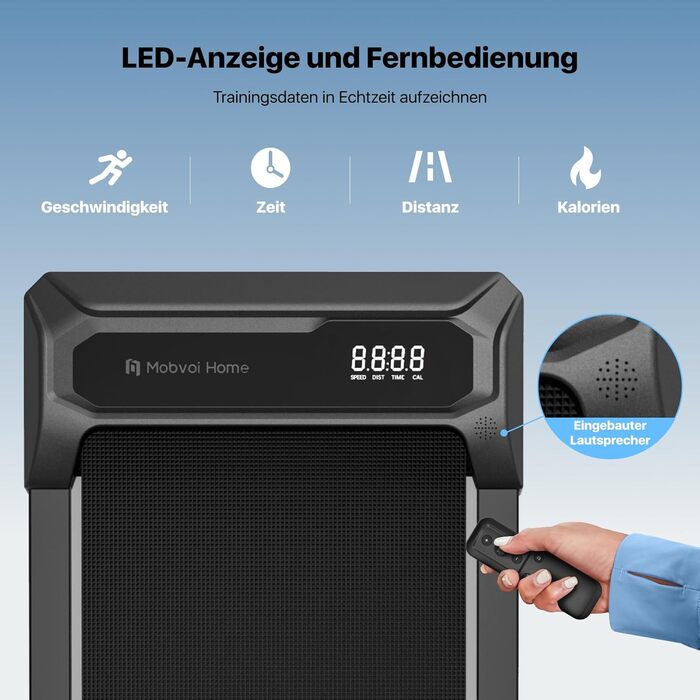Компактна бігова доріжка Mobvoi Home Walking Pad з дистанційним керуванням, LED-дисплеєм, для дому та офісу, швидкість до 6 км/год, вантажопідйомність 120 кг