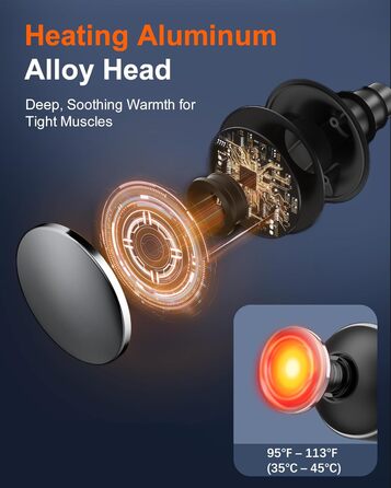 Масажер для м'язів Arboleaf з підігрівом та LED-дисплеєм, 6 насадок, 5 рівнів інтенсивності та 3 режими підігріву