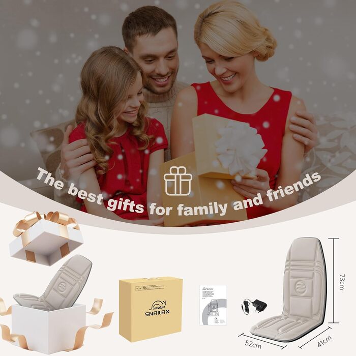 Масажне сидіння Snailax з підігрівом та вібрацією: 10 моторів, для спини та шиї, для дому та офісу, Бежевий