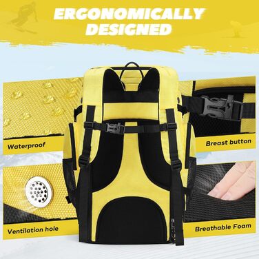 Чохол для лижних черевиків Maelstrom 55 л, великий рюкзак для подорожей, водонепроникний для сноуборду, лижного спорядження, колір: лимонний