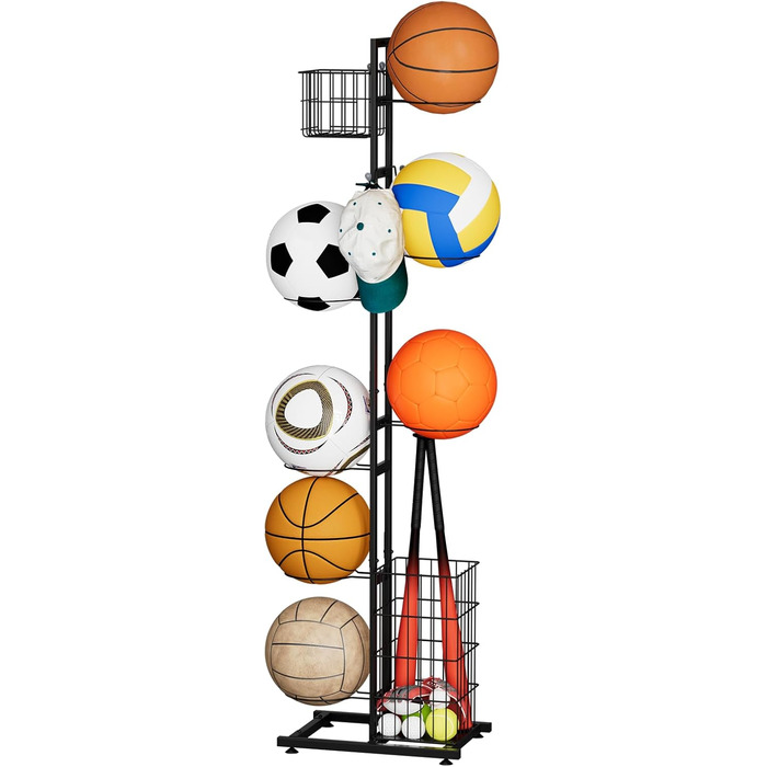 Металевий органайзер для м'ячів: підставка для баскетбольного та футбольного м'яча, полиці для зберігання, для дітей, в приміщенні