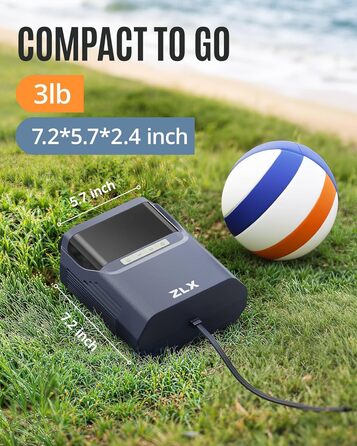Електричний насос ZLX для SUP, каяків, човнів та наметів - 50PSI, зарядка від авто