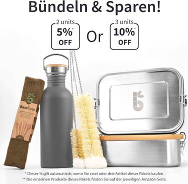 Фляга для води Bambaw з нержавіючої сталі, 1 л | Багаторазова еко-фляга | Для кемпінгу та походів | Без пластику | Спортивна фляга, не протікає (1000 мл, Антрацит)