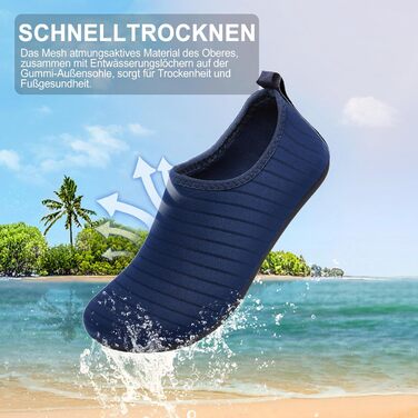Водні черевики для плавання та відпочинку на пляжі - чоловічі та жіночі (43 EU, сині смужки)