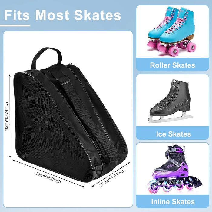 Чохол для роликових ковзанів та ковзанів: дитячий, універсальний, чорний, з регульованими ременями
