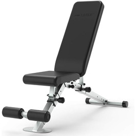Leikefitness Регульована складана лавка для жиму, чорна, автоматичне блокування, для силових і повноцінних тренувань тіла GM5810