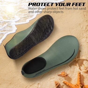 Водні черевики для плавання та відпочинку WateLves: дихаючі, швидковисихаючі, унісекс, розміри 34-47 EU, кольори: світло-зелений, армійсько-зелений