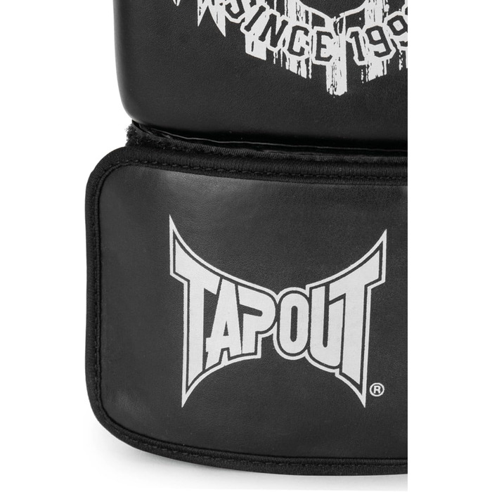 Боксерські рукавички Tapout з екошкіри, чорні/білі, 08 унцій