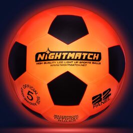 Світлодіодний футбольний м'яч NIGHTMATCH, розмір 5, водостійкий, для нічної гри, комплект з насосом і батарейками, для дітей та дорослих