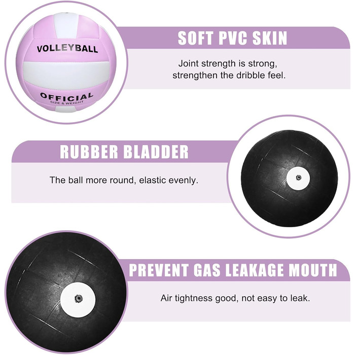 М'яч для волейболу WANDGU Beachvolleyball: М'який дотик, водонепроникний, офіційний розмір 5, 64 см, 1 шт.