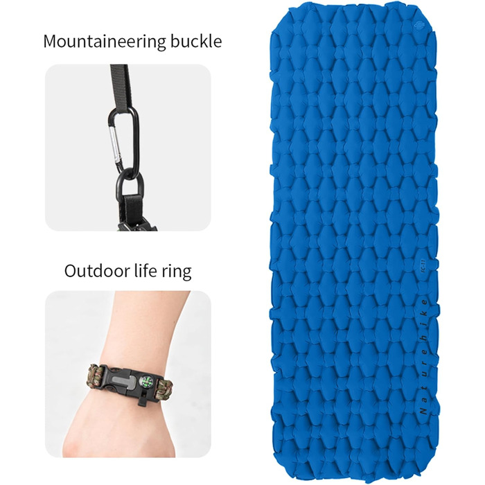 Naturehike Ultraleichte Isomatte - Надувна туристична каремат Naturehike 6.5 см для кемпінгу та походів (Блакитна)
