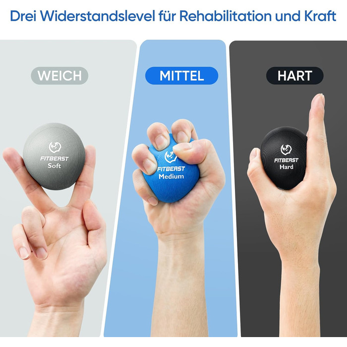 Набір для тренування рук FitBeast (6 шт.) - для силових вправ, регенерації та зняття стресу. Підходить для чоловіків, жінок та людей похилого віку.