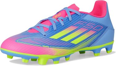Футбольні бутси adidas F50 Club для унісекс, гнучка підошва, розмір 48 EU, Blue Fusion/Lucid Lemon/Lucid Pink