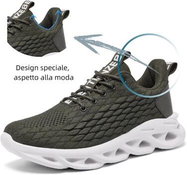 Чоловічі кросівки для бігу, тенісу та фітнесу. Легкі, дихаючі, зелені. Розмір 43 EU