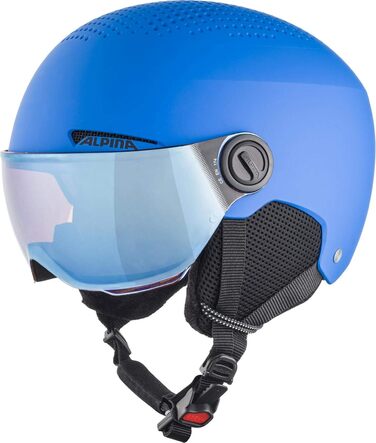 Дитячий лижний шолом Alpina Zupo Visor Q-Lite з посиленим контрастом, легкий, з візором, синій матовий, розмір 54-58 см