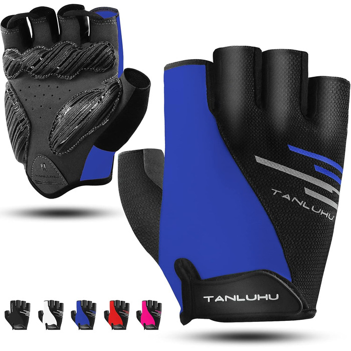 Рукавички для велосипеда: велоперчатки для гірського велосипеда, шосе, з амортизуючими вставками, для жінок та чоловіків (синій, чорний, S)