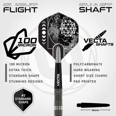 Дартс набір WINMAU Callisto 90% вольфрам, сталевий наконечник, професійний, з крилами та стрижнями, 22-26 г, 3 варіанти