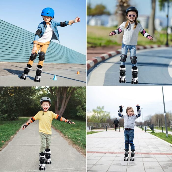 Дитячі ролики Kinder для дівчаток та хлопчиків, регульовані, з підсвічуванням, кольори: чорний та білий, розмір L (36-40 EU)