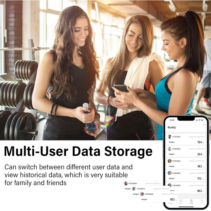 Вага для вимірювання жиру в тілі з датчиками рук, 8 електродів, цифрова вага з LCD дисплеєм, точна вага для вимірювання жиру та м'язової маси з APP, 32 показники, для вимірювання жиру, ІМТ та інше, чорного кольору