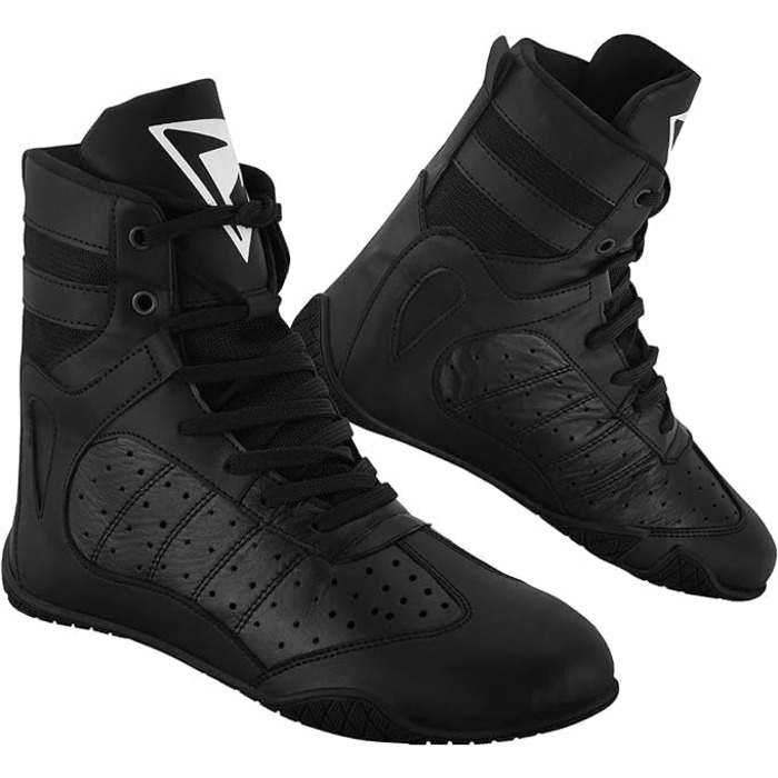 Боксерські черевики для чоловіків, Муай Тай, кікбоксинг, спаринги, підлітки, боксери, тренери, бойові мистецтва, дихаючі, бодібілдинг, чорний колір, розмір 38-47