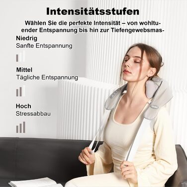 Масажер для шиї та спини з підігрівом, Shiatsu масажер, для шиї, спини, плечей, попереку, ніг, м'язів, сірий. Чудовий подарунок на Різдво!
