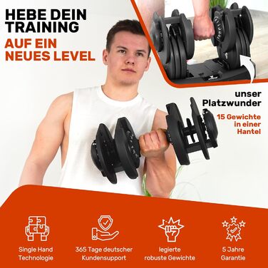 Регульовані гантелі | Набір 24 кг (5 шт.) | Регулювання ваги | Для дому та фітнесу