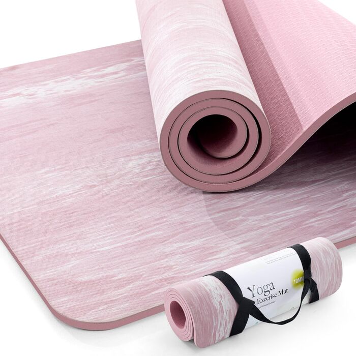 Килимок для йоги Marjar з неслизьким покриттям, фітнес-килимок для занять спортом, 183 x 61 x 0.6-1 см, рожевий