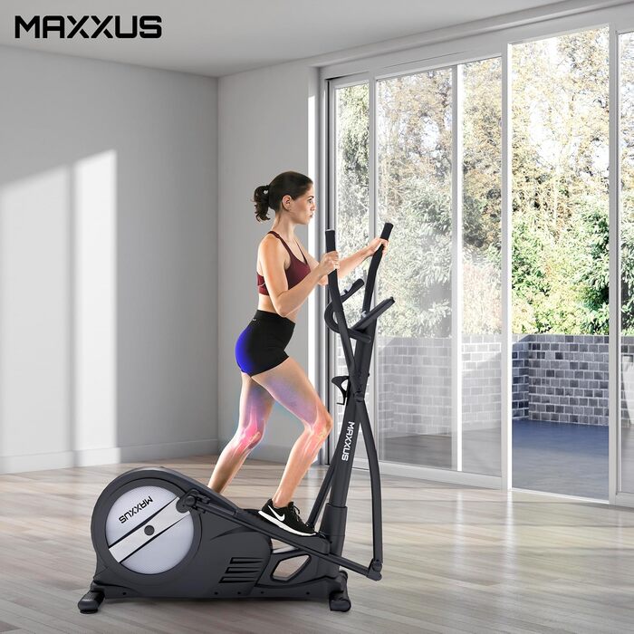 Еліптичний тренажер MAXXUS CX 3.0 - 26 кг, 12 програм, 16 рівнів навантаження, магнітна система гальмування, до 135 кг, LCD, Bluetooth, підставка для планшета, датчики пульсу