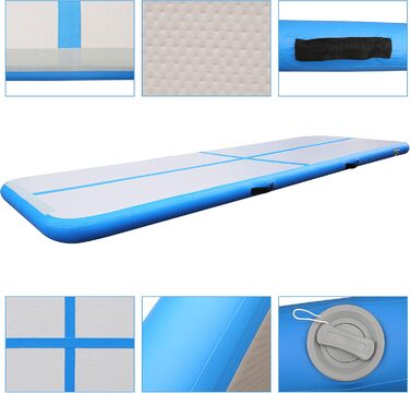 Гімнастичний надувний мат Air Track (300 x 100 x 10 см) блакитно-сірий, з електричною помпою
