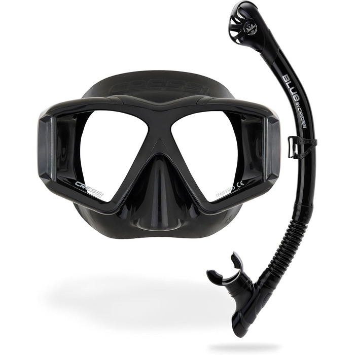 Маска для снорклінгу та дайвінгу Cressi Horizon (Чорний/Чорний) з 4 змінними лінзами, комплект маска+трубка Scilla Top Dry