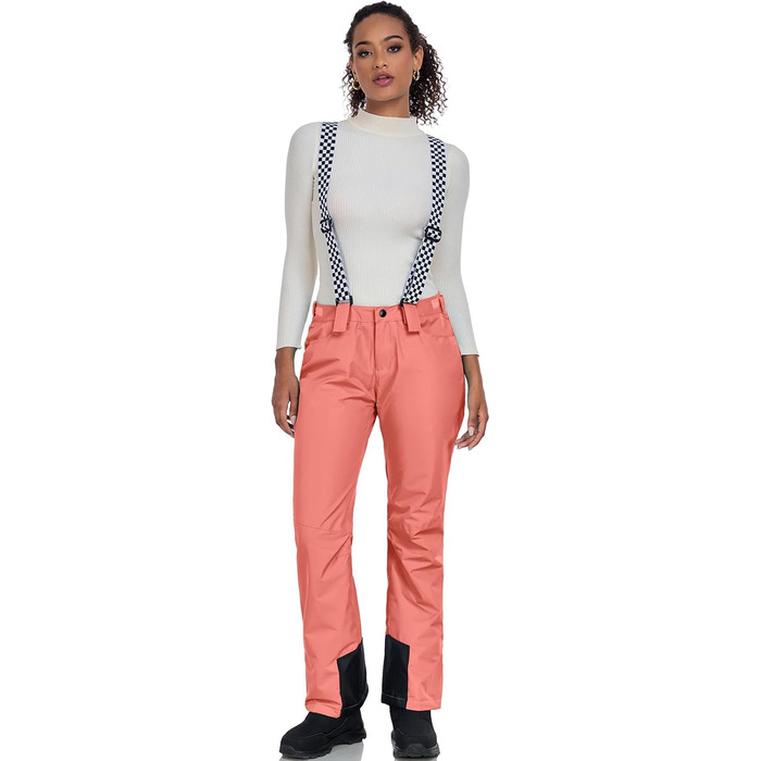 Жіночі гірськолижні штани ALOGO з мембраною, непромокаючі, теплі, для катання на сноуборді та лижах, знімні лямки, знімний снігозахист, для активного відпочинку на зиму, Orange, XS