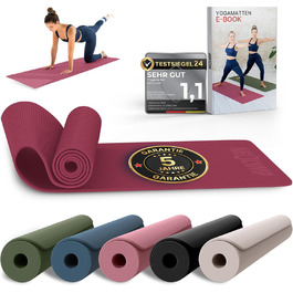 Йога мат NEOLYMP: неслизька, для захисту суглобів – килимок для фітнесу та йоги 183x61 см з PVC, фіолетовий колір. З подарунком: E-book та відеоуроки