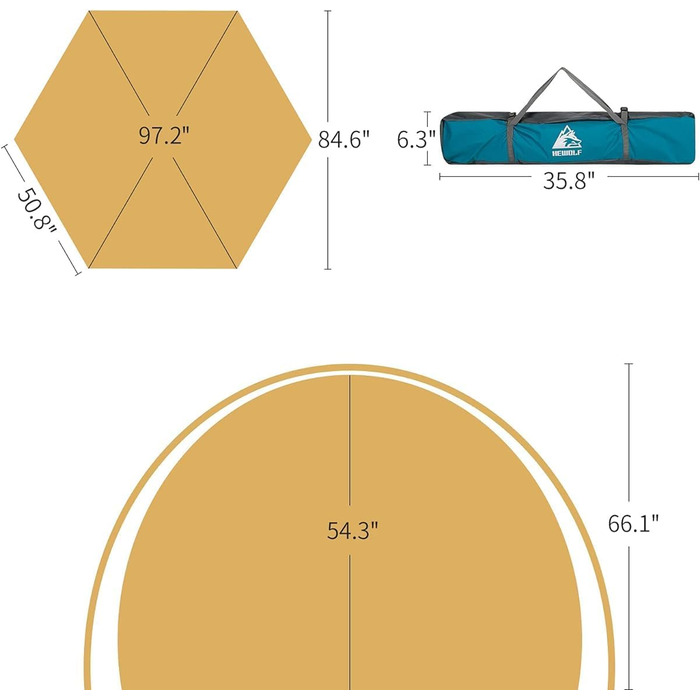 Намет для кемпінгу HEWOLF Pop Up 2-4 особи з тамбуром, Ultralight, сімейний, швидкорозкладний, армійний зелений