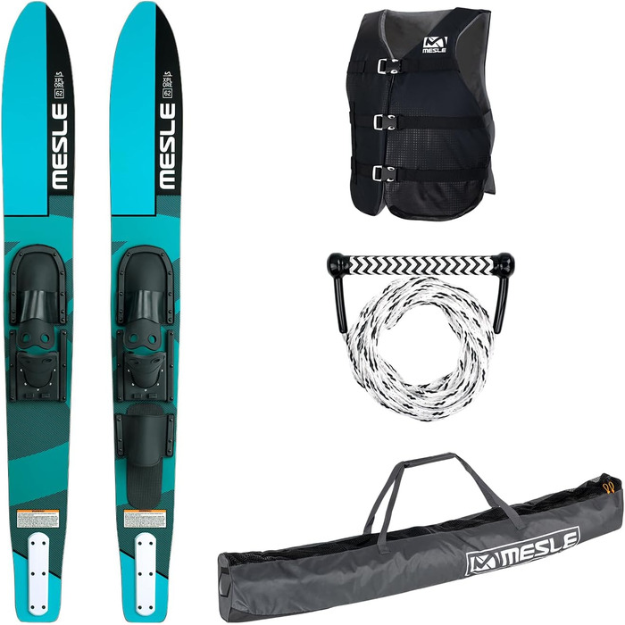 Комплект водних лиж Mesle XPlore 157 см з жилетом, тросом та сумкою, для початківців, червоний