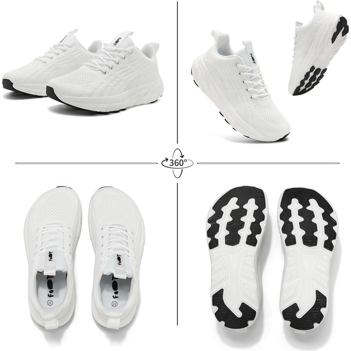 Кросівки для бігу та повсякденного носіння Unisex, білі, 37-46 EU. Зручні, з амортизацією, широка колодка, для фітнесу, тренувань, ходьби.