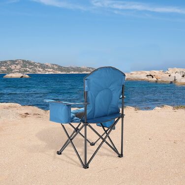 Складаний кемпінговий стілець ARROWHEAD OUTDOOR Deluxe з вбудованим охолоджувачем та підстаканником, водовідштовхувальна тканина (Синій, Стандарт)