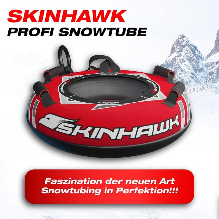 Сноутюбінг SKINHAWK Profi 100 см червоний, надувні санки, шина для катання по снігу