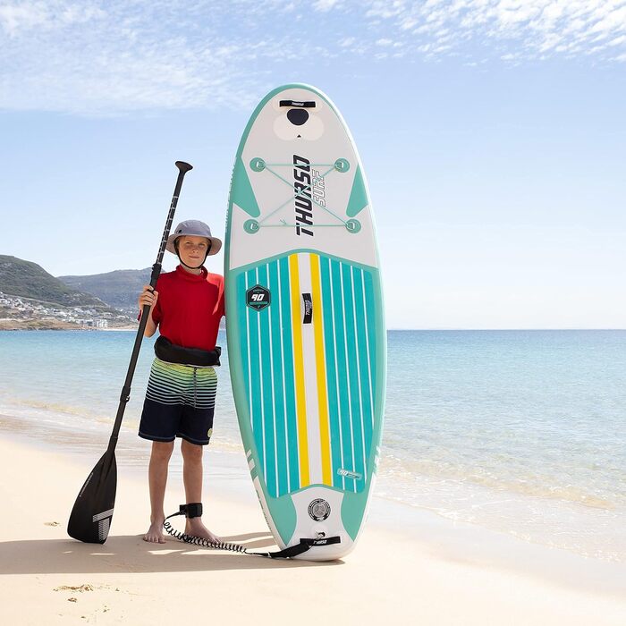 Дитяча надувна SUP-дошка THURSO SURF Wunderkind 228×76×10 см, двошарова, з веслом із карбоновим держаком, 3 плавниками, ременем, рюкзаком, смарагдова